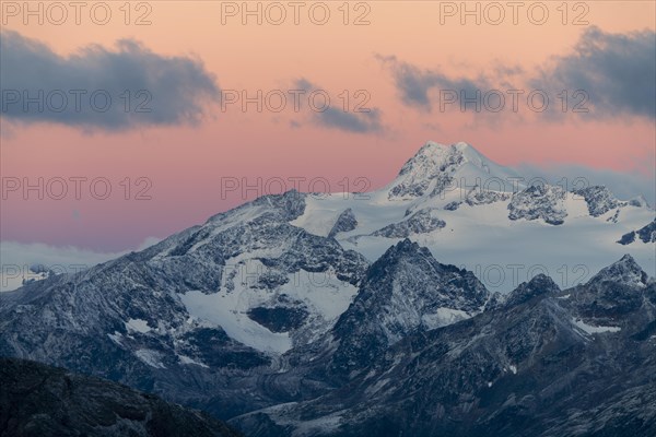 Sunrise over summit of Oetztaler Wildspitze
