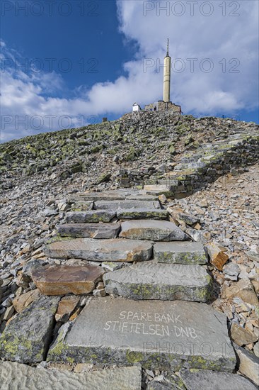 Summit installation on Gausta or Gaustatoppen highest mountain in Norway