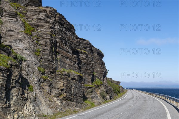 Many rock layers along the road to the Nordkapp