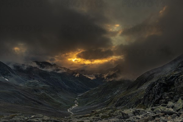 Sunset with dramatic clouds over Windbachtal