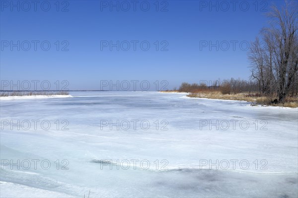 Frozen lagoon in the Saint Lawrence River