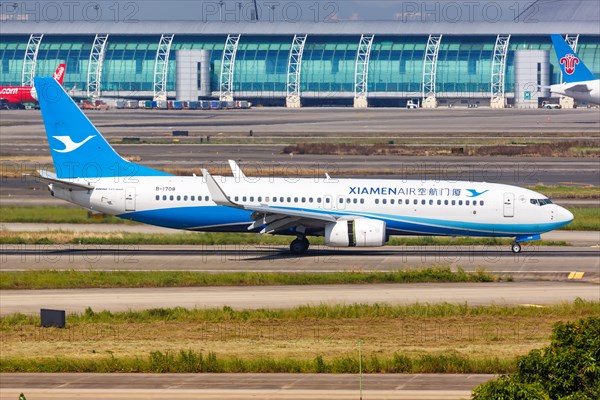A Boeing 737-800 aircraft of Xiamenair with registration number B-1708 at Guangzhou airport