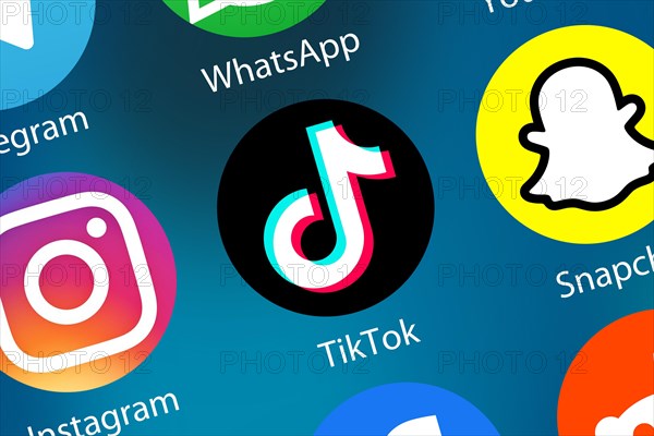 TikTok Tik Tok logo social media icon social network on the internet background in Germany