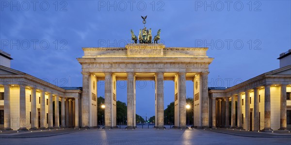 Illuminated Brandenburg Gate in the morning