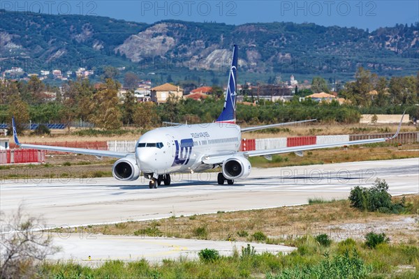 A Boeing 737-800 of LOT Polish Airlines with the registration SP-LWG at Zakynthos Airport
