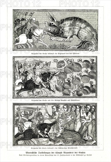 Fantastic depictions of Alexander the Great's battles