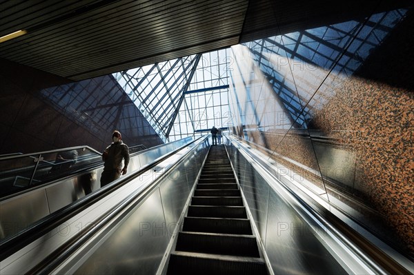 Glass roof and escalator