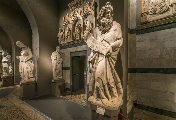 The Prophet Simeon and other original sculptures of the cathedral facade
