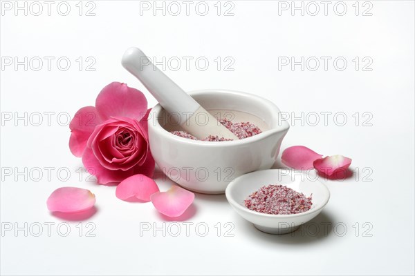 Rose salt in grating bowl