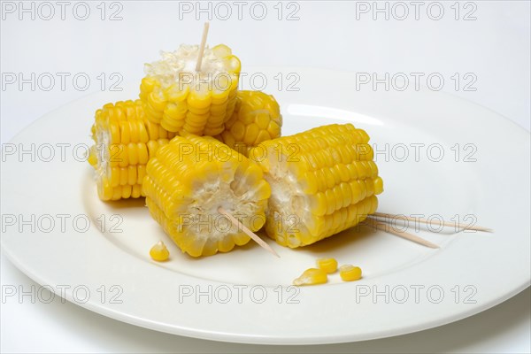 Cooked corn cobs