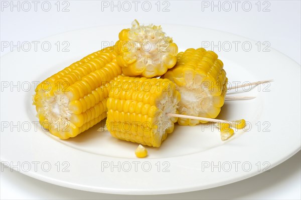 Cooked corn cobs