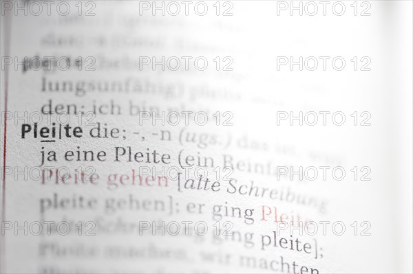 Entry of the term Pleite in the German Duden for spelling