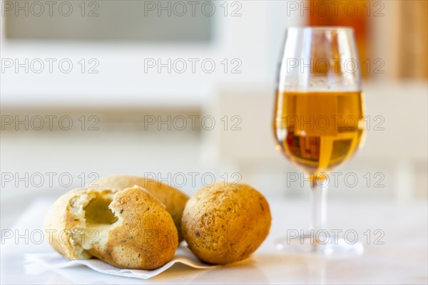 Delicious cod fish cake stuffed with cheese served in Porto