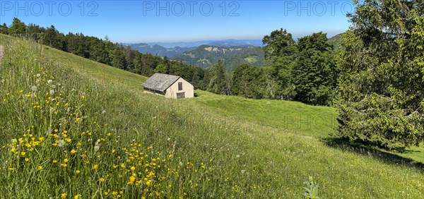 Panorama with mountain hut