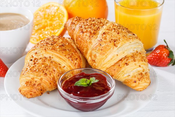 Croissant breakfast croissants food juice orange juice coffee hotel buffet in germany