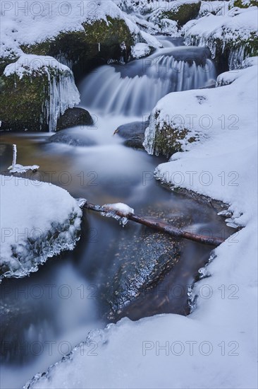 Wild river Hoellbach in winter
