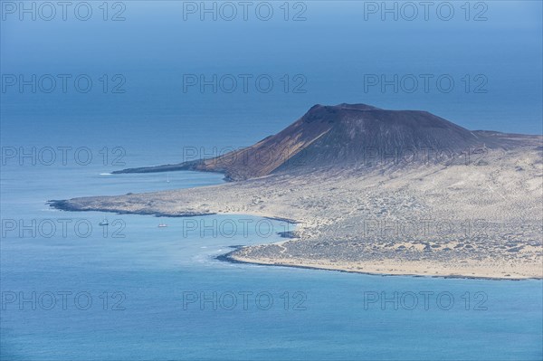 View over La Graciosa from Mirador del Rio observation point created by Cesar Manrique
