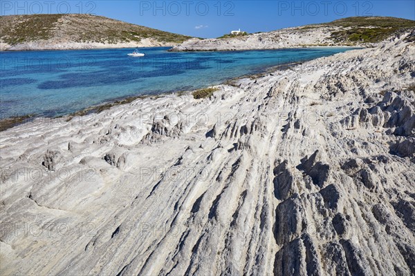 Furrowed rock in a bay of Antiparos