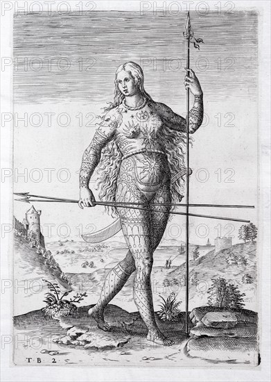 Portrait of a tattooed Pictish woman