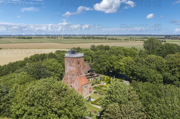 Aerial view with the Ochsenturm as a remnant of the former medieval church