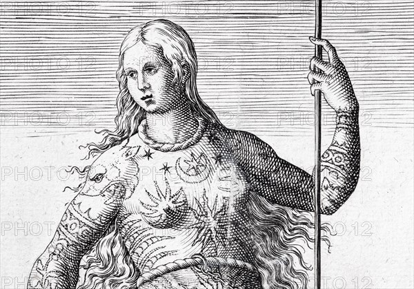 Portrait of a tattooed Pictish woman