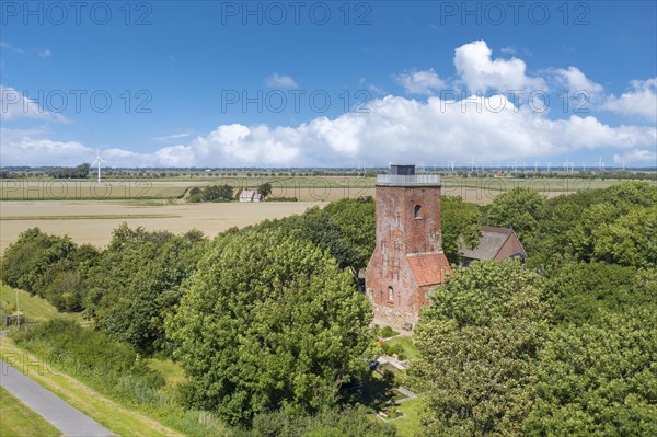 Aerial view with the Ochsenturm as a remnant of the former medieval church