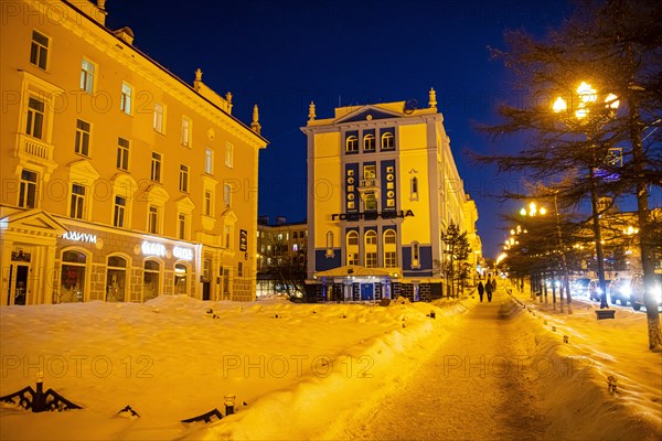 Night shot of Magadan