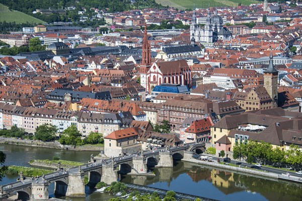 Overlook over Wuerzburg from Fortress Marienberg