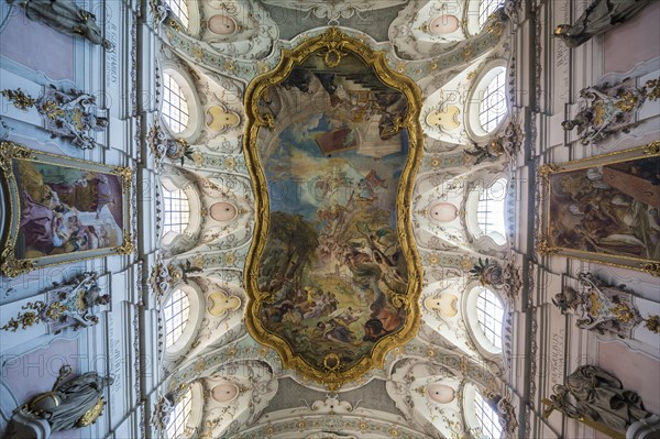 Interior of the romanesque St. Emmeram's Basilica (abbey) now known as Schloss Thurn und Taxis