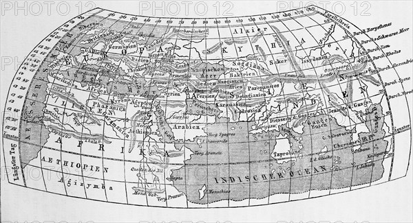 View of the Earth by the Greek mathematician and geographer Claudius Ptolemy