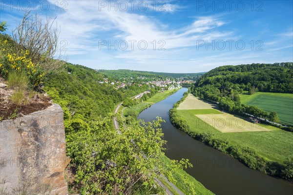 View from the Hannoversche Klippen on the Weser towards Bad Karlshafen