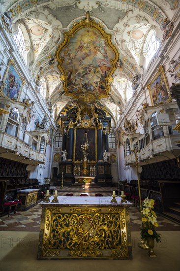 Interior of the romanesque St. Emmeram's Basilica (abbey) now known as Schloss Thurn und Taxis