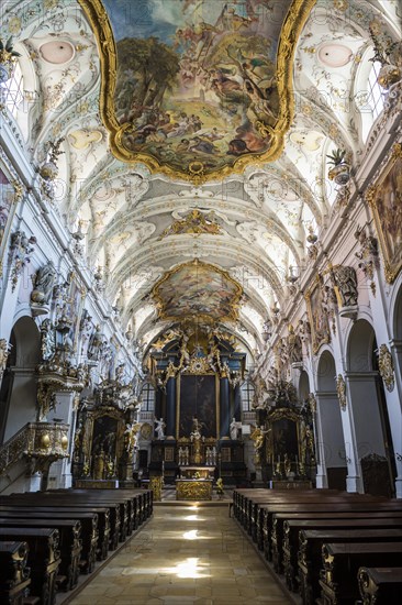 Interior of the romanesque St. Emmeram's Basilica (abbey) now known as Schloss Thurn und Taxis