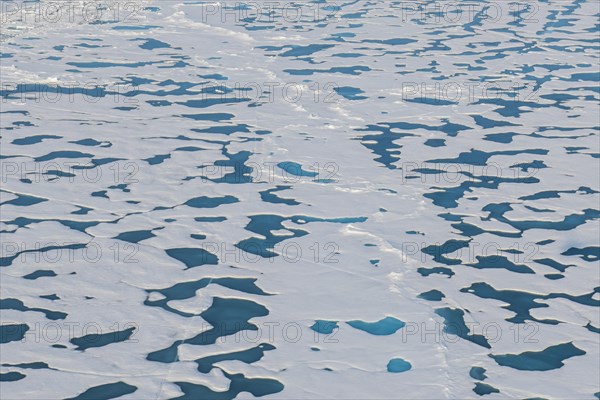 Aerial of the melting ice on the North Pole