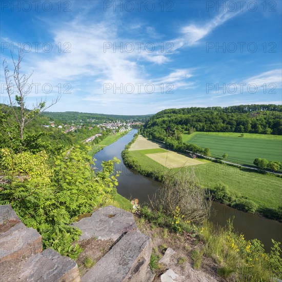 View from the Hannoversche Klippen on the Weser towards Bad Karlshafen