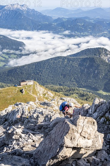 Hiker at the ascent
