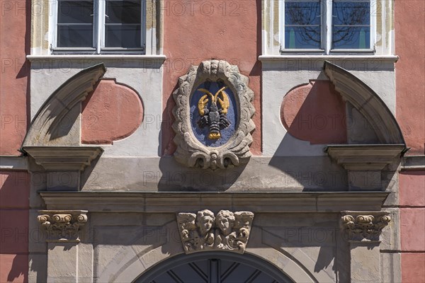 Coat of arms above the entrance portal of the historic Haus zum Krebs