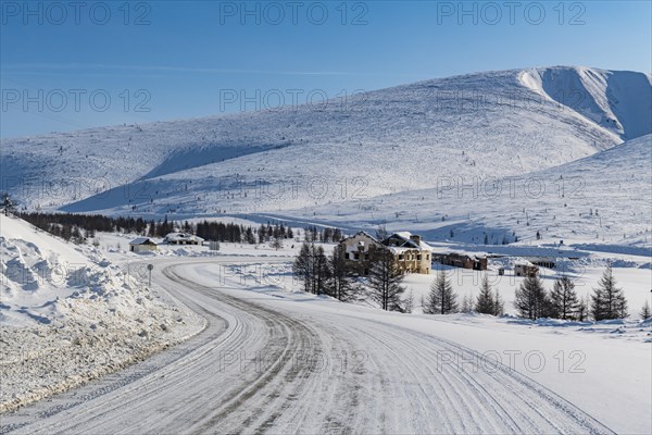 Snow covered mountains along the Road of Bones