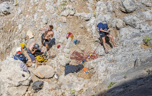 Climbers taking a break