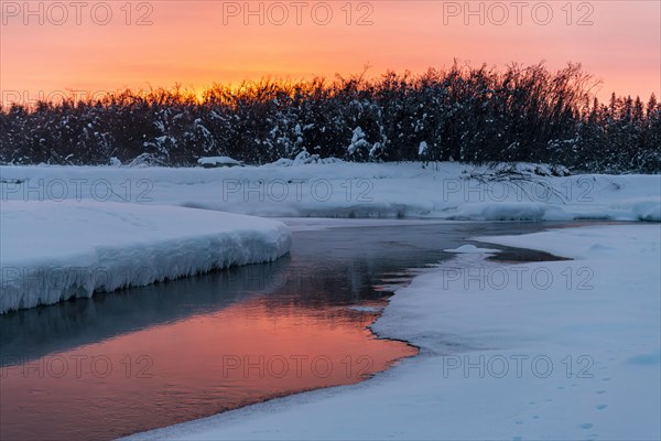 Morning dawn on the Oymyakon River