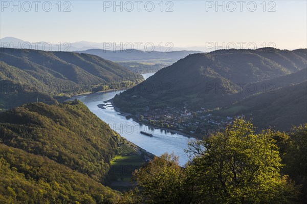 Overlook from Aggstein castle over the Danube. Wachau