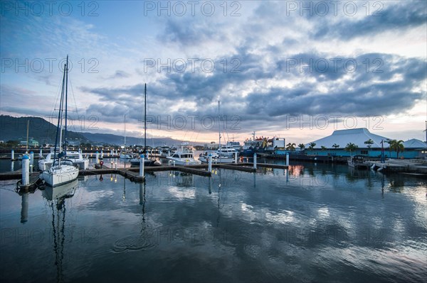 Sailing harbour of Apia at sunset Upolo