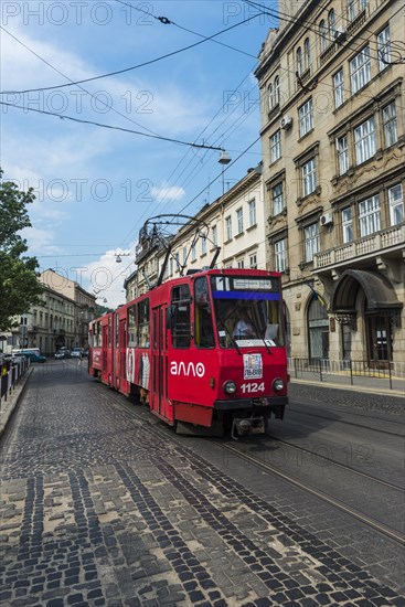 Tram in the Unesco sight the town Lviv
