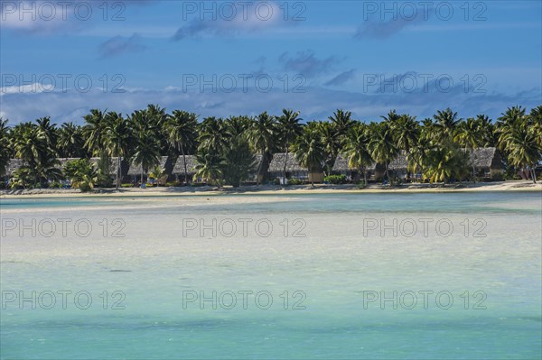 Traditional huts in the Aitutaki lagoon