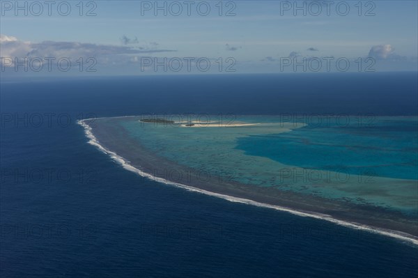 Aerial of Aitutaki lagoon