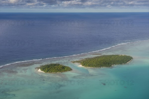 Aerial of Aitutaki lagoon