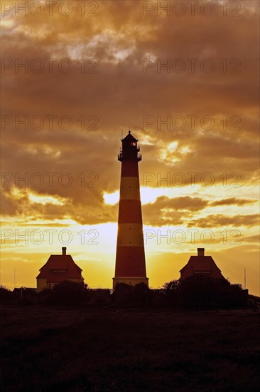 Westerhever Lighthouse at sunset
