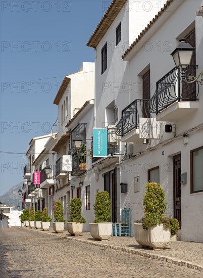 Narrow streets with white houses in Altea Old Town