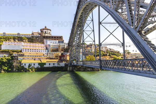 Beautiful iron Dom Luis I bridge over Douro river in Porto
