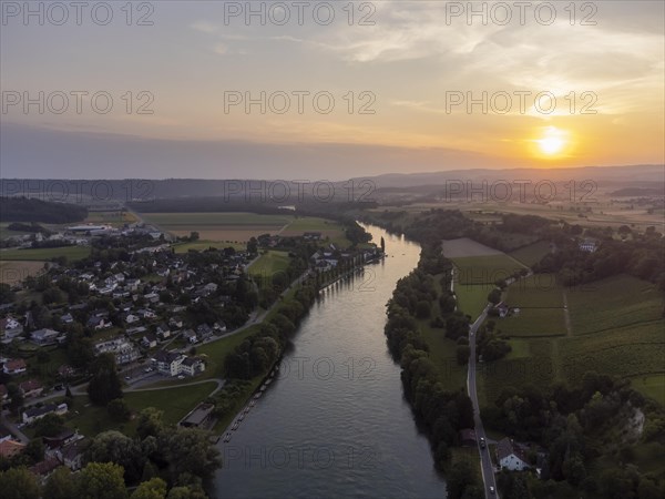 View over the Rhine at sunset